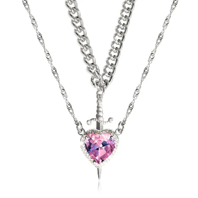 Heart and Sword Necklace Set